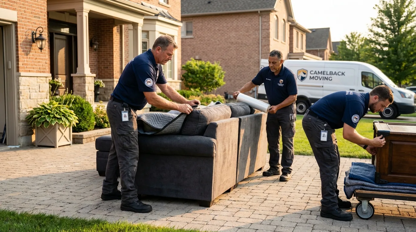 Large estate moving crew wrapping furniture in Augusta, GA